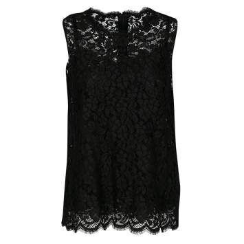 Pre Owned Dolce & Gabbana Black Floral Lace Sleeveless Top M