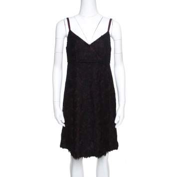 Pre Owned Dolce & Gabbana Black Floral Lace Sleeveless Dress M