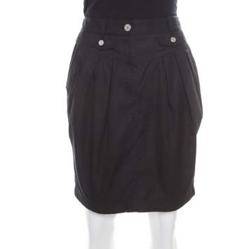 Pre Owned Dolce & Gabbana Black Cotton Pleat Front Mini Skirt S