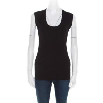 Pre Owned Dolce & Gabbana Black Ribbed Sleeveless Top L