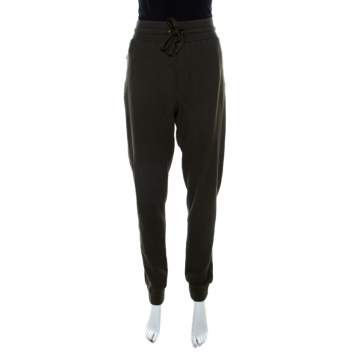 Pre Owned Dolce & Gabbana Military Green Waffle Knit Jogger Pants L 