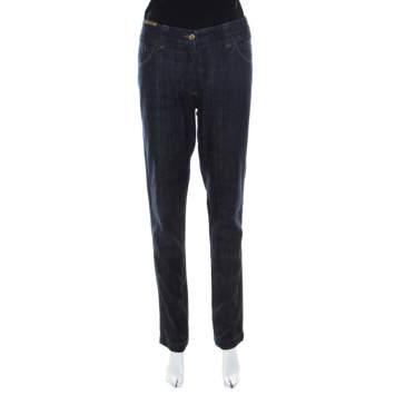 Pre Owned Dolce & Gabbana Indigo Dark Wash Denim Tapered Jeans L