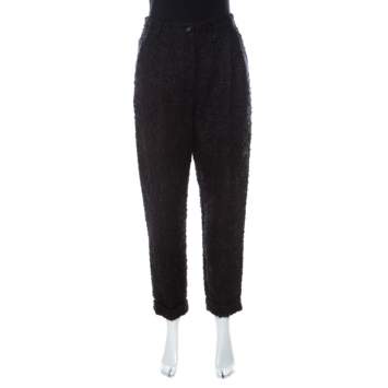 Pre Owned Dolce & Gabbana Brown Fuzzy Wool Blend Carrot Fit Trousers S