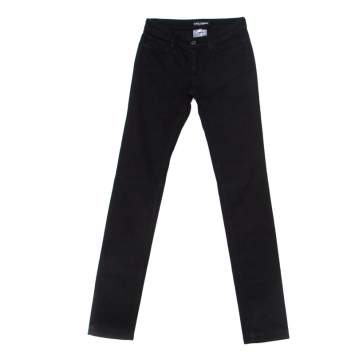 Pre Owned Dolce & Gabanna Black Cotton Striped Texture Pants S