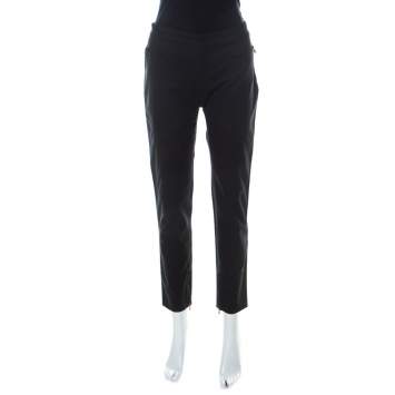 Pre Owned Dolce & Gabbana Black Cotton Blend Ankle Zipper Detail Trousers M