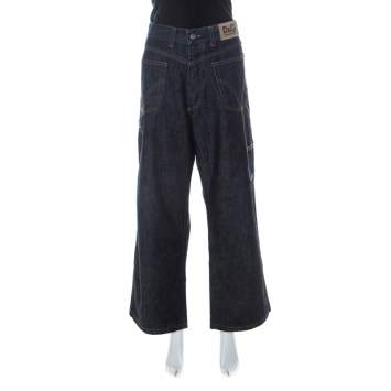 Pre Owned Dolce & Gabbana Indigo Denim Reverse Pocket Wide Leg Jeans XL 