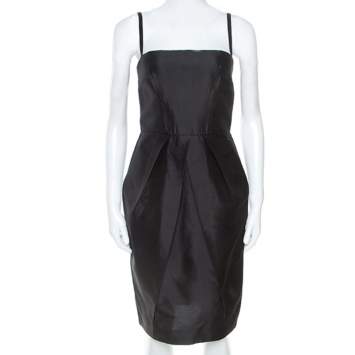 Pre Owned Dolce & Gabbana Black Taffeta Sleeveless Short Dress S