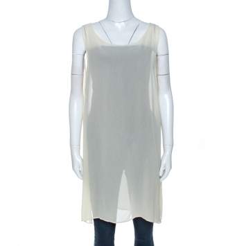 Pre Owned Dolce & Gabbana Vintage Cream Sheer Tunic Top M