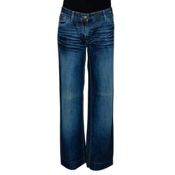 Pre Owned Dolce & Gabbana Indigo Medium Washed Denim Wide Leg Jeans L