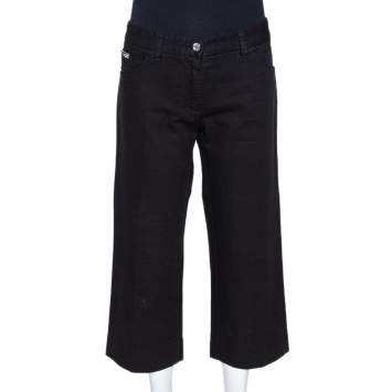 مملوكة مسبقًا Dolce & Gabbana Black Denim Straight Leg Cropped Jeans L