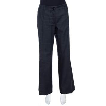 Pre Owned Dolce & Gabbana Black Cotton Flared Pants L