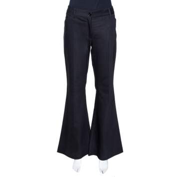 Pre Owned Dolce & Gabbana Black Stretch Cotton Flared Pants L