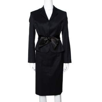 Pre Owned Dolce & Gabbana Black Stretch Cotton Tailored Skirt Suit S