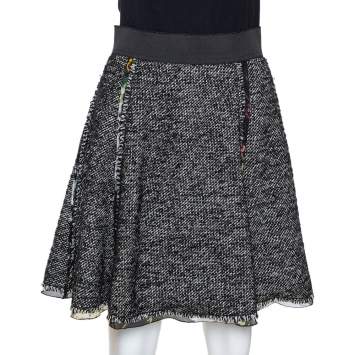 Pre Owned Dolce & Gabbana Black Wool Blend Tweed Mini Skirt S