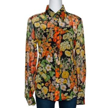 Pre Owned Dolce & Gabbana Multicolor Floral Print Cotton Shirt L