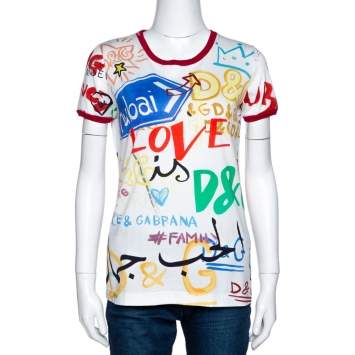 Pre Owned Dolce & Gabbana Exclusive Multicolor Dubai Graffiti Print T Shirt M 
