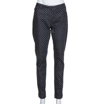 Pre Owned Dolce & Gabbana Grey Polka Dot Denim Skinny Jeans L