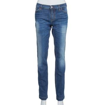 Pre Owned Dolce & Gabbana Indigo Medium Washed Denim Girly Jeans L