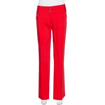 Pre Owned Dolce & Gabbana Red Straight Leg Pants L