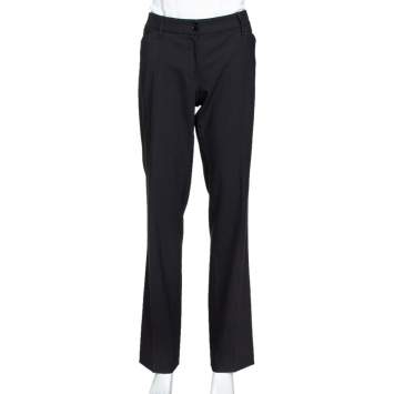 Pre Owned Dolce & Gabbana Black Stretch Wool Tailored Pants L
