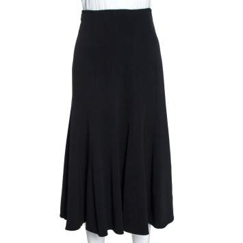 Pre Owned Dolce & Gabbana Black Crepe Flared Midi Skirt M
