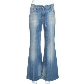 Pre Owned Dolce & Gabbana Blue Medium Washed Denim Flared Jeans L