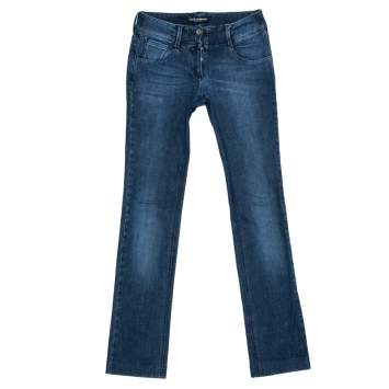 Pre Owned Dolce & Gabbana Indigo Faded Effect Denim Straight Fit Jeans M