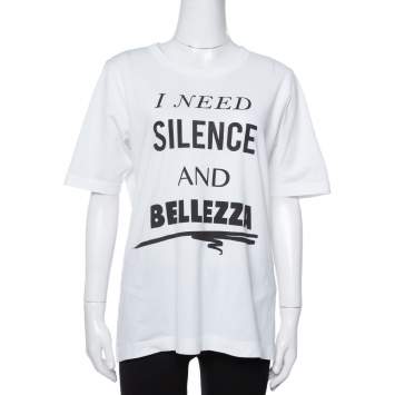 Pre Owned Dolce & Gabbana White I Need Silence Print Cotton T-Shirt S