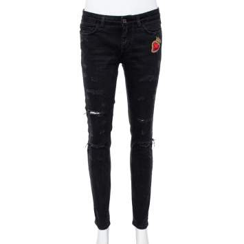 Pre Owned Dolce & Gabbana Black Denim Sacred Heart Detail Pretty Fit Jeans S