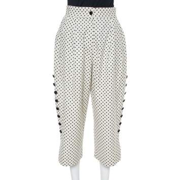 Pre Owned Dolce & Gabbana Cream Cotton Polka Dot Culottes S 