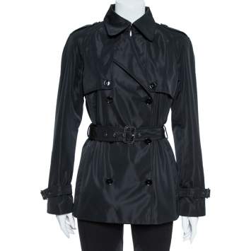 Pre Owned Dolce & Gabbana Black Polyester Double Breasted Coat S