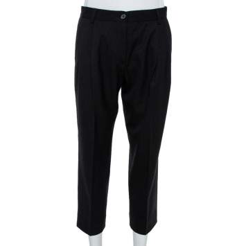 Pre Owned Dolce & Gabbana Black Wool Blend Cropped Trousers S