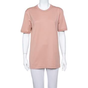 Pre Owned Dolce & Gabbana Salmon Pink Cotton Crewneck T Shirt L