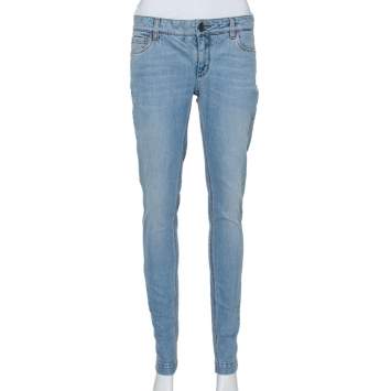 Pre Owned Dolce & Gabbana Light Blue Denim Tapered Leg Jeans S