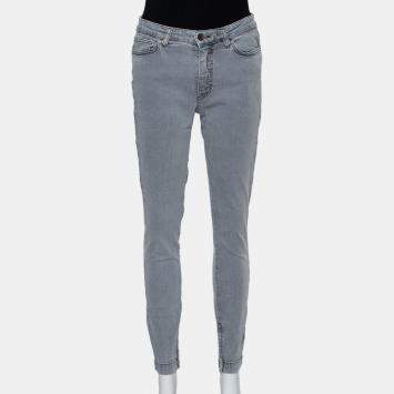 Pre Owned Dolce & Gabbana Navy Blue Denim Distressed Kate Jeans M