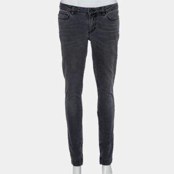 Pre Owned Dolce & Gabbana Grey Light Washed Slim Fit Jeans M