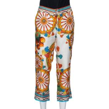 Pre Owned Dolce and Gabbana Multicolor Sicilian Print Pants S