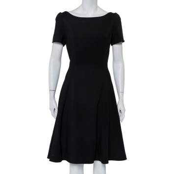 Pre Owned Dolce & Gabbana Black Crepe Crystal Detail Midi Dress L