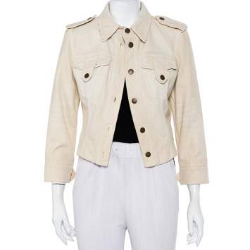 Pre Owned Dolce & Gabbana Vintage Beige Denim Button Front Jacket M