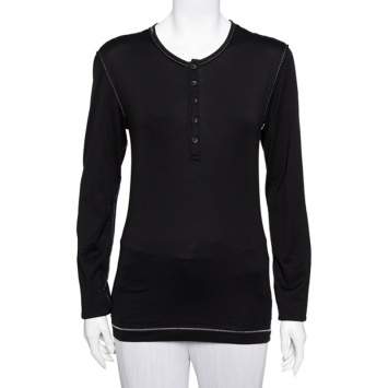 مملوكة مسبقًا Dolce & Gabbana Black Cotton Long Sleeve T-Shirt L