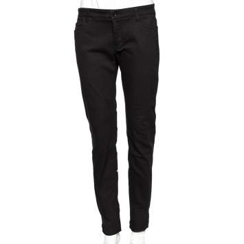 Pre Owned Dolce & Gabbana Black Stretch Cotton Slim Fit Pants L 
