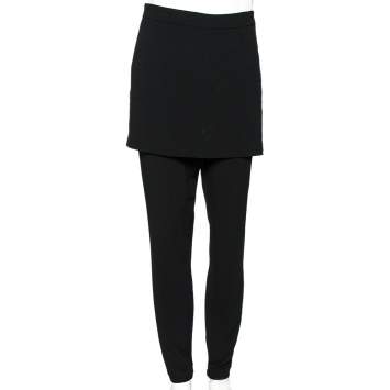 Pre Owned Dolce & Gabbana Black Crepe Skirt Overlap Trousers L 