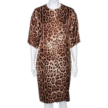 Pre Owned Dolce & Gabbana Animal Printed Silk Coat S