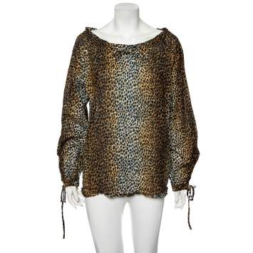 Pre Owned Dolce & Gabbana Multicolored Animal Printed Cotton Long Sleeve Blouse M