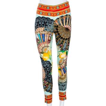 Pre Owned Dolce & Gabbana Multicolored Printed Silk Pants S