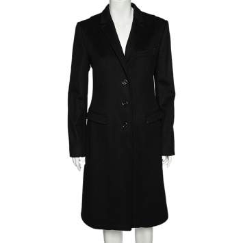 Pre Owned Dolce & Gabbana Black Wool & Cashmere Button Front Coat M