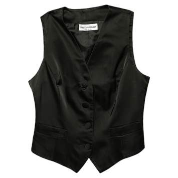 Pre Owned Dolce & Gabbana Vintage Black Satin Vest M