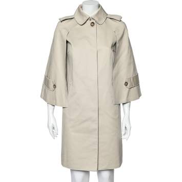 Pre Owned Dolce & Gabbana Beige Wool Cape Overlay Detailed Trench Coat S