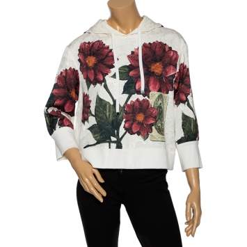 Pre Owned Dolce & Gabbana Multicolored Floral Print Brocade Hoodie M 