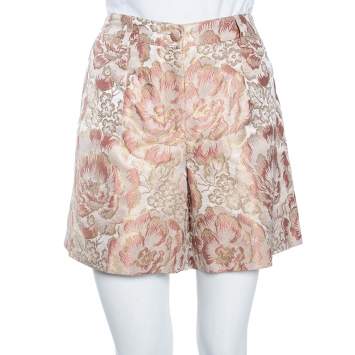 Pre Owned Dolce & Gabbana Pink Floral Brocade Shorts M